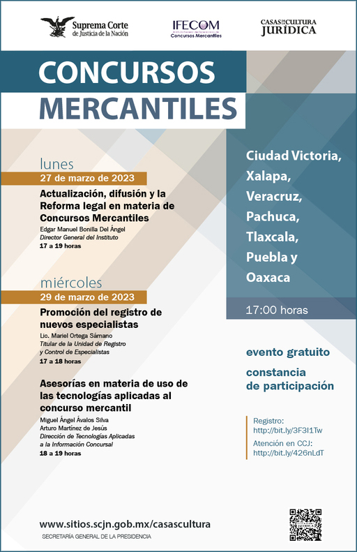 Cartel Conferencias sobre Concursos Mercantiles