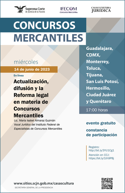 Cartel Conferencias sobre Concursos Mercantiles del mes de junio