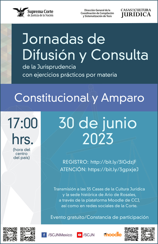 Enlace al cartel de Jornadas de Difusión y Consulta de la Jurisprudencia con ejercicios prácticos por materia - Constitucional y Amparo