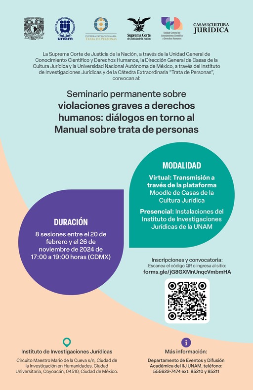 Cartel del Seminario Permanente sobre Violaciones Graves a Derechos Humanos: Diálogos en torno al Manual sobre Trata de Personas