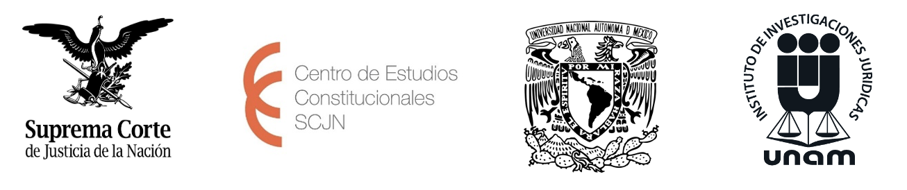 Logotipos de la Suprema Corte de Justicia de la Nación, del Centro de Estudios Constitucionales, de la Universidad Nacional Autónoma de México  y del Instituto de investigaciones Jurídicas de la UNAM